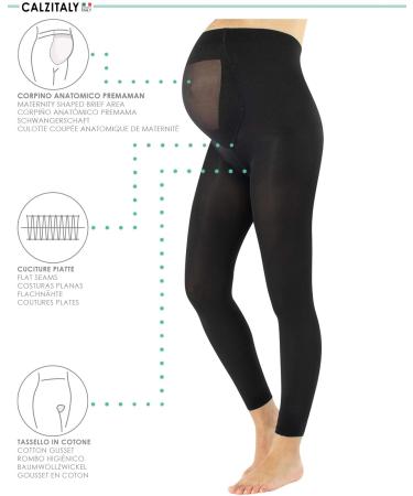 Calzitaly Maternity Footless Tights Black 100 DEN | Made in Italy | Pregnancy Leggings | Size Small - Buy Online on GoSupps.com