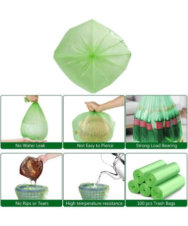 Biodegradable Garbage Bags - 20L (100 Pack) | Eco-Friendly Recyclable Corn Material for Kitchen & Bathroom | Light Green Trash Bags - Buy Online on GoSupps.com
