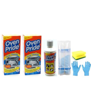 Oven Cleaner (2 Packs) - 2X 500 ML Bottle- Oven Pride Oven Cleaning Kit- Large Strong Bag for Racks Instructions and Gloves Included- Bundled with Degreaser Sponge
