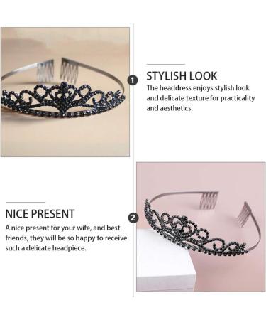 Lurrose Rhinestone Crowns Tiaras with Comb Headband for Girl Women Bridal Birthday Party Wedding Prom (Black) - Buy Online on GoSupps.com