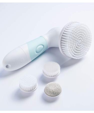 Duvolle Facial Cleansing Brush, Radiance Spin-Care System, Portable 7-Inch Waterproof Face and Body Spin Brush with 4 Brush Heads for Deep Skin Cleansing, Gentle Exfoliating and Removing Blackhead