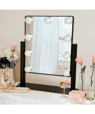 Depuley Hollywood Lighted Vanity Makeup Mirror with 9 Dimmer LED Bulbs - Smart Touch Control, 3 Lighting Modes, 10X Magnification, 360 Rotation (12in, Black) - Buy Online on GoSupps.com