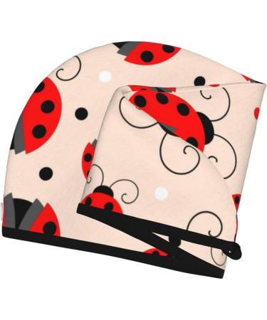 Microfiber Hair Drying Cap - Red Ladybug Towel Wrap for Quick Drying Thick Curly & Long Hair | Soft Absorbent Hair Towel with Button - Buy Online on GoSupps.com