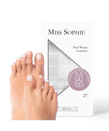Original Miss Sophie Pedi Wraps I Boho-Chic Pedicure I 27 Ultra-D nne Nailack stripes with pattern I for toothed I holds on natural and painted acrylic gel & shellac nails