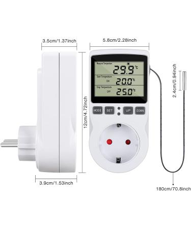 Buy CJBin 230V Temperature Controller Socket - Digital Thermostat with Timer & Probe for Greenhouse Terrarium Aquarium Heating & Cooling - Buy Online on GoSupps.com
