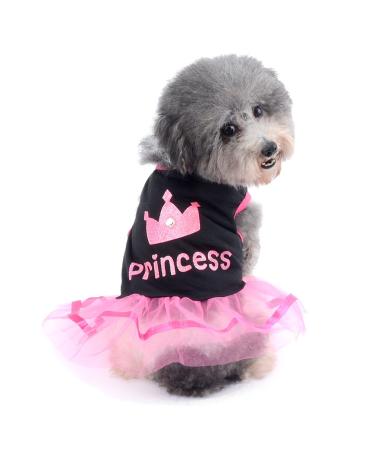 Ranphy Small Dog Cat Skirt Chihuahua Clothes for Girls Crown Princess Dress Puppy Shirt Summer Clothing Pink and White XS XS (Pack of 1) Style 1