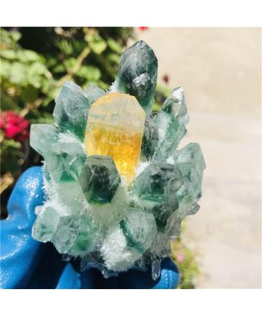 Natural Crystal Rough Home Decoration Quartz Cluster Natural Green Ghost Crystal Cluster Inlaid with Yellow Specimen Stones (Size : 400-500g) - Buy Online on GoSupps.com