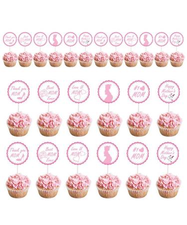 Cupcake Toppers for Mother's Day Father's Day Love Dad Mom Birthday Party Cake Decorations (MOM 24) 24 MOM