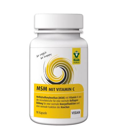 Raab Vitalfood MSM capsules vegan gluten-free methylsulfonylmethane vitamin C for normal collagen formation normal cartilage function 100 % high-quality MSM from the USA (1x 90 capsules)