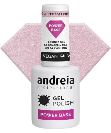 Andreia Professional Glitter Gel Nail Polish Power Base - High Viscosity Builder Gel for Strong, Small Nail Extensions - Vegan - Glitter Soft Pink - 10.5 ml - Buy Online on GoSupps.com