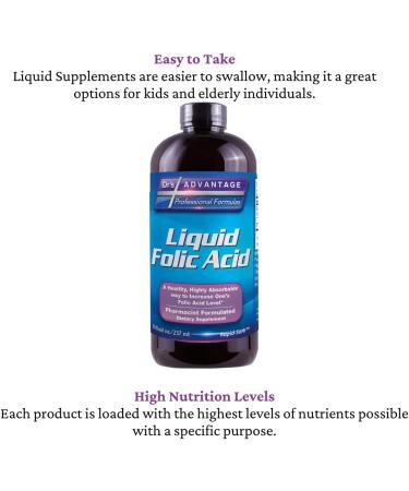 High Potency Liquid Folic Acid 800 MCG 8 oz - Essential B Vitamin Supplement - Buy Online on GoSupps.com
