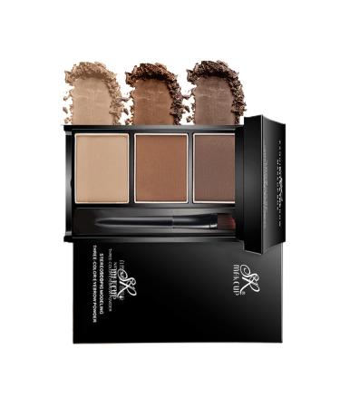 Three-color Eyebrow Powder Palette Waterproof Eye Brow Powder Eyebrow Makeup Kit Eyebrow Filler to Shape Natural Brow -02 Brown&Llight brown&Skin tone