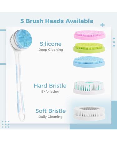 Electric Body Shower Brush with 5 Cleansing Heads - Long Handle Back Scrubber for Exfoliating & Massage - IPX7 Waterproof Rechargeable Design - Buy Online on GoSupps.com
