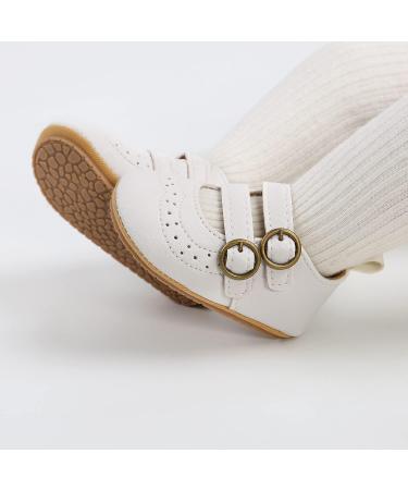 Baby Girls Mary Jane First Walking Shoes | Anti-Slip PU Leather | Infant Shoes 0-6 Months | White - Buy Online on GoSupps.com