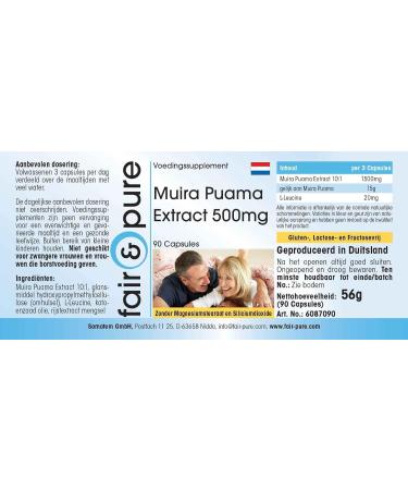 Fair & Pure Muira Puama 500mg Extract (10:1) - Vegan Capsules | 90 Count - Buy Online on GoSupps.com