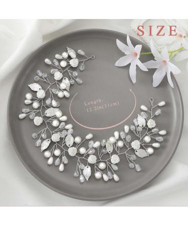 IYOU Flower Girl Headband Silver Floral Pearl Headpiece Crystal Bridal Hair Vines Princess Communion Wedding Hair Accessories for Kids - Buy Online on GoSupps.com