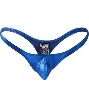 Men's Blue Elephant Imitation Leather Thong | Sexy Seamless Butt T Pants for Men - Open Front String Underpants - Buy Online on GoSupps.com