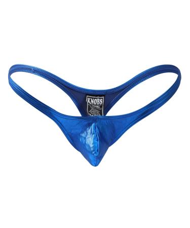 Men's Underpants Elephant Imitation Leather Men's Thong Sexy Seamless Butt T Pants Men Men's String Open Front Blue S