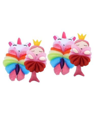 Beaupretty 4 pcs Children's Bath Ball Bath sponges for Shower Scrub washcloth Bath Scrubber Sponge Skin exfoliator Sponge loofah Body luffa Shower Sponge Baby Cute polyethylene Pouf