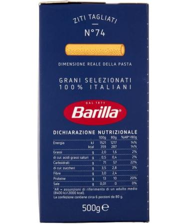  Italian Gourmet E.R. Barilla Ziti Tagliati No. 74 Pack of 5 100% Italian pasta made with durum wheat semolina 500g + Italian Gourmet Polpa di Pomodoro 400g can - Buy Online on GoSupps.com