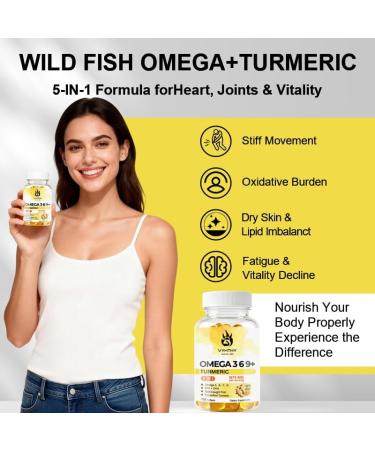 VYHTHY 120 Softgels Triple Omega 3 6 9 Supplement with Turmeric Curcumin DHA & EPA Fish Oil Supplement for Brain & Heart Health and Joint Support Advanced Absorption - Buy Online on GoSupps.com