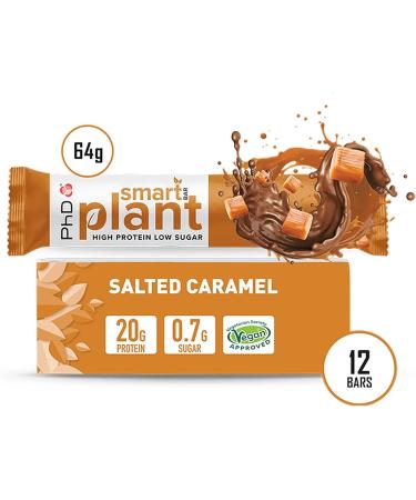 PHD Smart Plant Protein Bar - Vegan Salted Caramel Low Sugar High Protein - 12 Pack (64g Each) - Best International Shipping - Buy Online on GoSupps.com