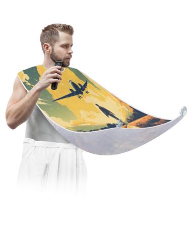 People Airplane Beard Bib Apron Beard Hair Catcher for Men Shaving Fathers Day Anniversary Christmas Gifts for Dad Husband Beard Bib with 2 Suction Cups