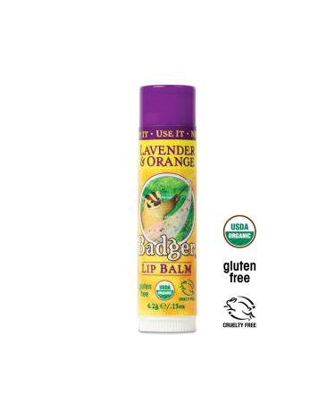 Badger Classic Lip Balm - Organic Lavender & Orange Moisturizing Beeswax & Olive Oil 0.15 oz - International Shipping - Buy Online on GoSupps.com