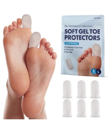 Dr. Frederick's Original Gel Toe Caps - 6 Pieces - Big Toe Guards for Protection of Ingrown Toenails, Corns, Calluses, Blisters, and More - Large Large (Pack of 6)