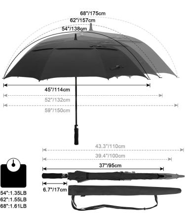 Prospo 62 inch Golf Umbrella - Large Auto-Open Windproof Stick Umbrella Black - Buy Online on GoSupps.com