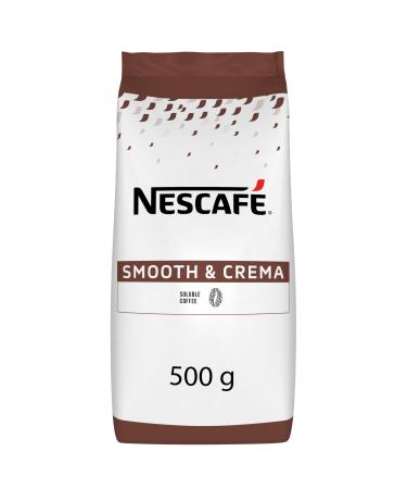 NESCAF Smooth & Crema - Caf Soluble - Caf Instantan 100% Robusta - Crema G n reuse et Faible Amertume - Caf en Poudre - Approvisionnement 100% plus Responsable - Sachet de 500g Nescaf Smooth and Crema
