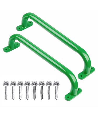 Purife 13'' Playground Kids Safety Handle Metal Green, Playset Handles (1 Pair-500LBS), Swing Set Kids Grab Handle, Ladder Handle, Handle Grip Bar for Jungle Gym, Climbing Frame, Playhouse Treehouse 13 inch- 2pack