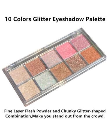 Go Ho 10 Color Glitter Eyeshadow Palette - High Pigmented Korean Makeup for Stunning Diamond Eyes - Waterproof Galaxy Sky Sparkle Shades - Buy Online on GoSupps.com
