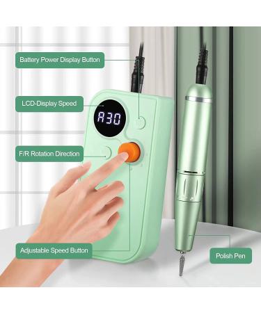 Portable Rechargeable Nail Drill Kit - Cordless Electric Efile Set with 7 Bits - Manicure Pedicure Tool in Green - Buy Online on GoSupps.com