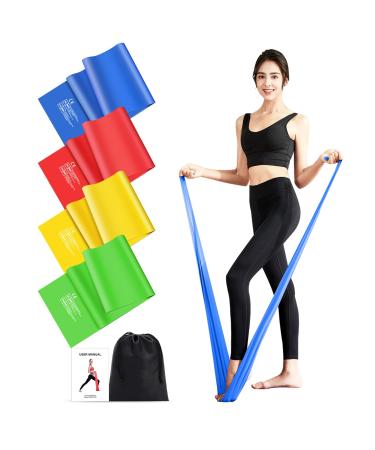 Fokky fitness straps 4-Set Resistance Bands with 4 resistance levels resistance tapes with a carrying bag & exercise instructions gymnastics band for crossfit muscle building yoga pilates for men and women green yellow red blue - Buy Online on GoSupps.com