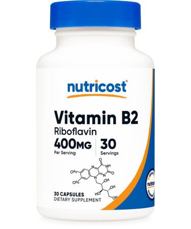 Nutricost Vitamin B2 (Riboflavin) 400mg 30 Capsules - Gluten Free Non-GMO