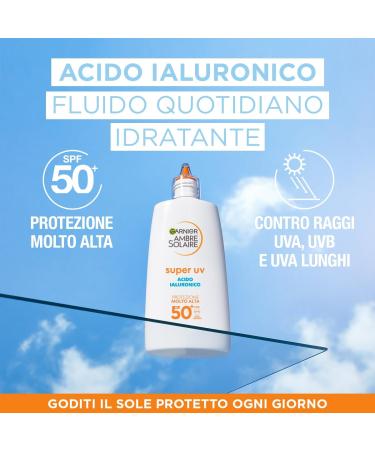  Garnier Garnier Ambre Solaire Moisturizing Fluid with Hyaluronic Acid SPF50+ 40ml - Buy Online on GoSupps.com