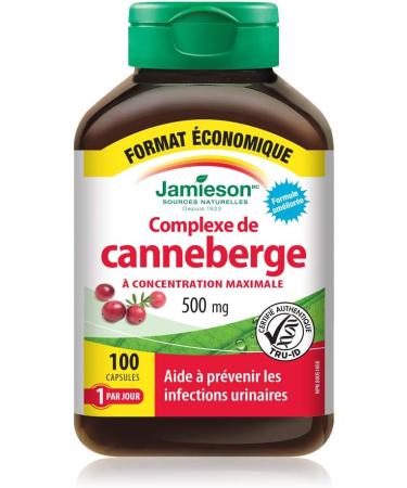 Jamieson Cranberry Complex 500 mg Maximum Concentrate - Value Size Vegetarian Non-GMO Gluten-Free 100 Count (Pack of 1) & 10 Billion 60 vegi-caps - Buy Online on GoSupps.com
