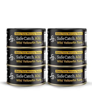 Safe Catch Ahi Tuna Wild Yellowfin Tuna Canned Low Mercury Can Tuna Fish Steak Gluten-Free Keto Food Non-GMO Kosher Paleo-Friendly Protein Every Can Of Tuna Is Tested No Water Oil Tuna, Pack of 6 Yellowfin Tuna Original