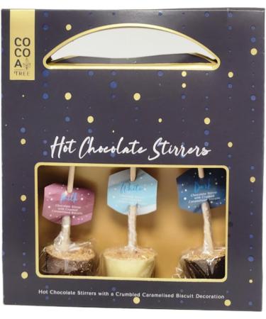 Hot Chocolate Stirrers Milk Chocolate Stirrer White Dark Chocolate With Caramelised Biscuit Crumb Xmas Gift Pack - Buy Online on GoSupps.com