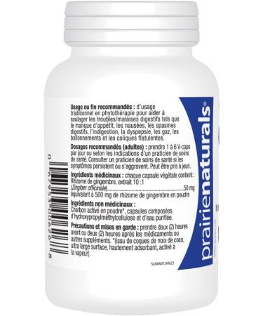 Prairie Naturals Digest Force with Activated Coconut Charcoal & Ginger Root Extract VCaps - 60 Count Ginger 60 count (Pack of 1) - Buy Online on GoSupps.com