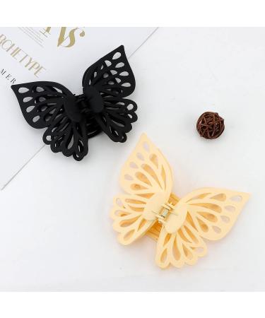 YISSION 2PCS Big Butterfly Hair Clips for Women - Cute Large Hair Claw Clips for Thin & Thick Hair - Beige & Black Hair Accessories - Buy Online on GoSupps.com