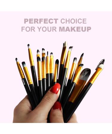 MUJGAN 20 Pieces Makeup Brush Set Professional Face Eye Shadow Eyeliner Foundation Blush Lip Makeup Brushes Powder Liquid Cream Cosmetics Blending Brush Tool (Black) - Buy Online on GoSupps.com