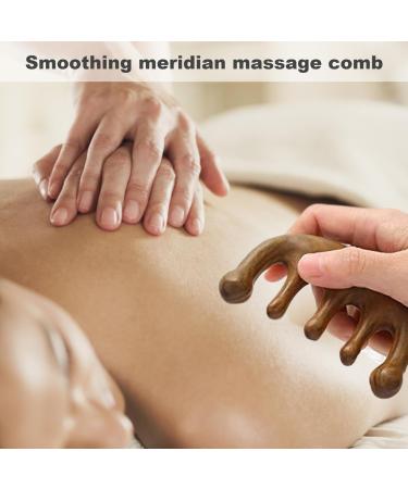 Scalp Massage Tool - Natural Lymphatic Drainage | 2PC Round Tooth Sandalwood Multi-Functional Handheld Head Skin Massager - Buy Online on GoSupps.com