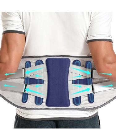 Men lower back support lumbar support belts for women with 4 support struts breathable waist decompression band Relief from back pain scoliosis herniated disc (color: xxl blue
