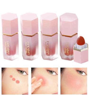 WOBBLO Liquid Cheek Blush | Soft Velvet Blush Long Lasting Cosmetic Product Natural Look Skin Blush for Skin Face 4 Pieces