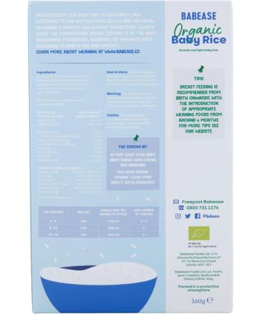 Babease Organic Stage 1 Baby Rice Weaning 4 Months+ 160g - Natural Baby Food - Buy Online on GoSupps.com