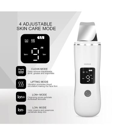 4 Mode Ultrasonic Face Scrubber Skin Spatula - Huihuii Blackhead Remover & Pore Extractor for Deep Cleansing | Facial Skin Care Tool - Buy Online on GoSupps.com