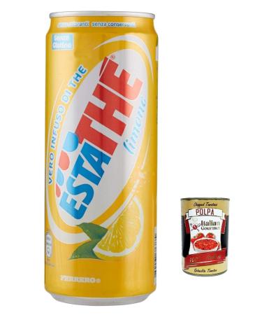 Italian Gourmet E.R. Pack of 72 boxes of Ferrero Lemon Iced Tea 330ml ESTATHE refreshing tea + Italian Gourmet Polpa 400g