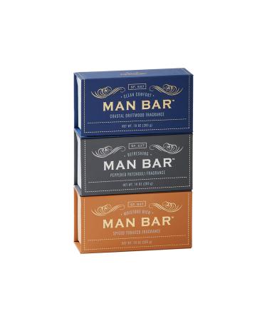 San Francisco Soap Company Man Bar 3-Piece Gift Set featuring all new scents: Coastal Driftwood, Peppered Patchouli, and Spiced Tobacco Gift Set 3